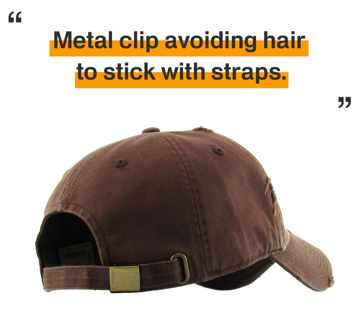 Brown Distressed Vintage Baseball Cap Back Side View